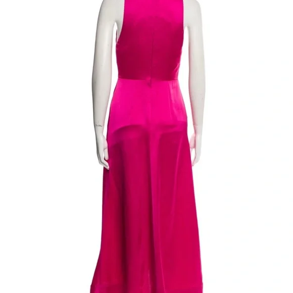 Acler Fuchsia Pink Halter Satin Evening Dress - Picture 3 of 5